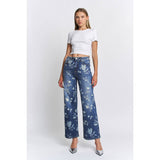 HIGH RISE WIDE LEG EMBELLISHMENT: RICH BLUE / 25