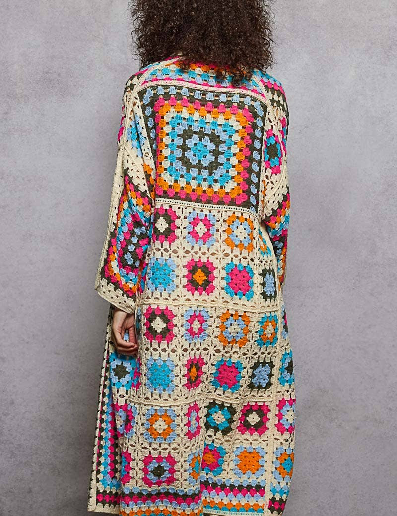 Long Sleeve Crochet Various Colors Cardigan: MULTI / Os