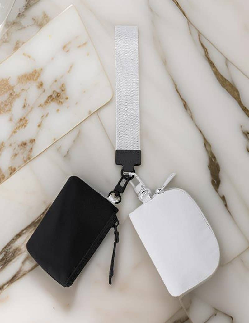 ,,,.0810 Dual Pouch Wristlet Keychain Wallet SI-26443: WHITE/MINT-169228 / OS