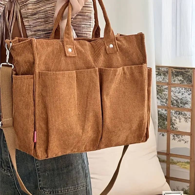 Fall Corduroy Tote Bags: Ginger Yellow
