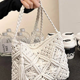 ',,,, SI-26259 Woven Bohemian Tassel Crochet Shoulder Bag: ASH MOCHA-167828 / OS