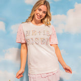 Pearl "He is Risen" on White Princess Top: White / M