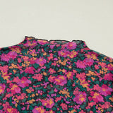 Spring Western Retro Floral Printed Mock Neck Mesh Top (S-4X: Multi-Colored / M