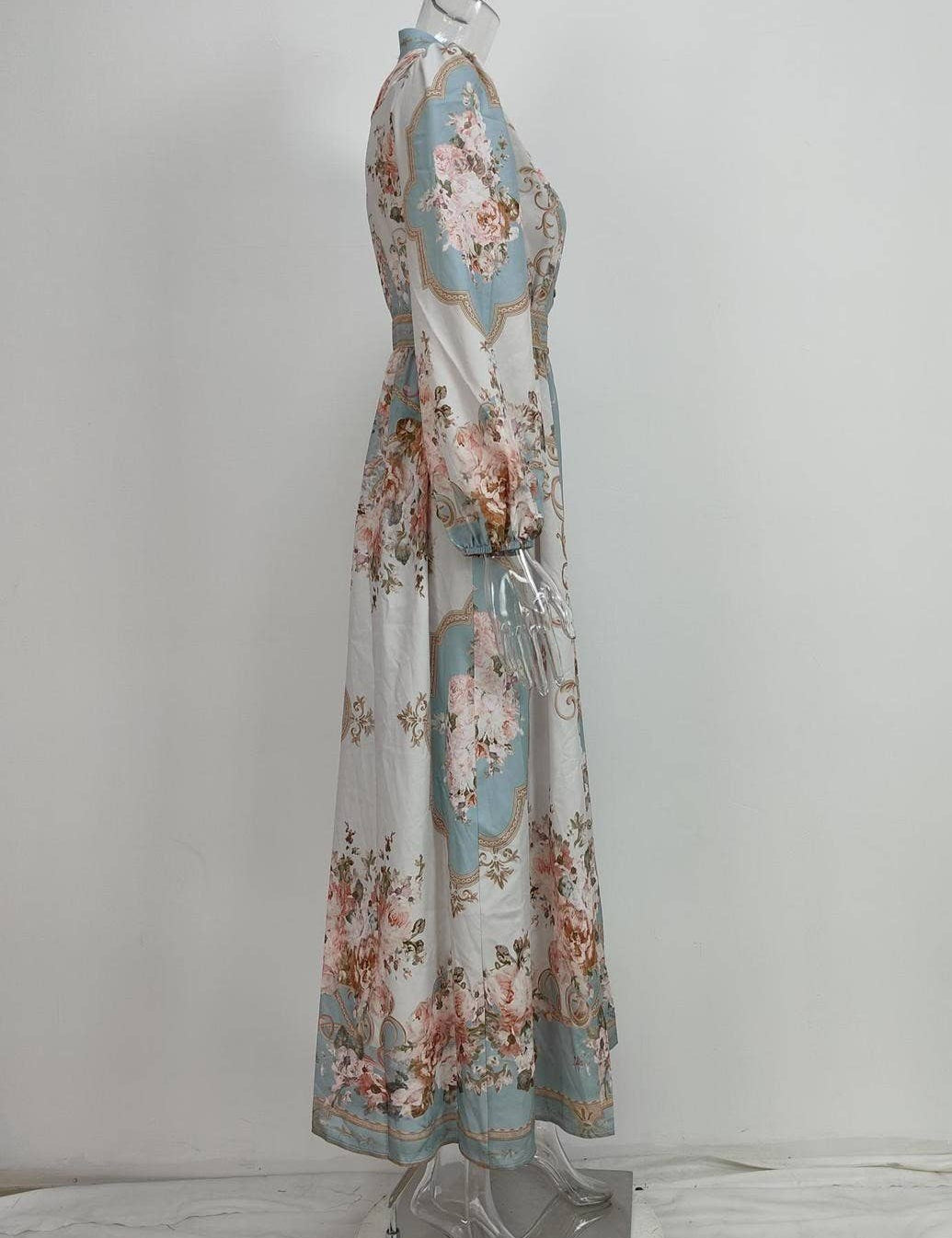 Vintage Boho Floral Print Pleated Dress: Decor / XL