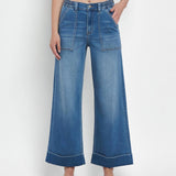 HIGH RISE DOUBLE CUFFED BAGGY WIDE JEANS V3589: ENVIABLY / 28