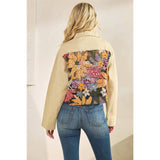 Sequins Contrast Jacket: Tan / M