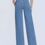 SUPER HIGH RISE TIE WAISTBAND WIDE LEG JEANS T6765: LUSH LIFE / 26