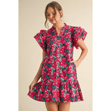 Floral print dress: YELLOW / S