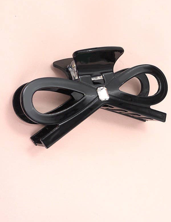 LARGE CUTE BOW RIBBON RHINESTONE HAIR CLAW CLIPS | 40H810