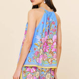 Sleeveless Border Print Top: Sweet Pea / XS