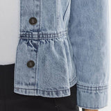 OPEN PACK CLASSIC FIT PEPLUM DENIM JACKET-KC7369L: LIGHT / M