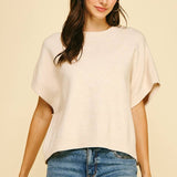 DROPPED SHOULDER SWEATER TOP NATURAL / S