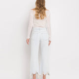90'S VINTAGE SUPER HIGH RISE CROP FLARE JEANS V2471: NASHVILLE MOON / 32
