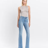 HIGH RISE LONG FLARE JEANS V2812: JUST FINE / 27