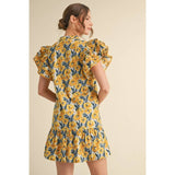 Floral print dress: YELLOW / S