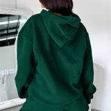 Basic pocket hoodie &  drawstring short set outfits