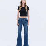 HIGH RISE SEAMLESS WB TROUSER HEM EASY FLARE JEANS T6882: TRANSPARENT / 29