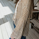 Star Crochet Hoodie Relaxed Knit Pullover Sweater (S-XL)
