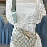 Birdie Saddle Checkered Crossbody Bag: Black
