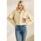 Sequins Contrast Jacket: Olive / L