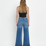 HIGH RISE DOUBLE CUFFED BAGGY WIDE JEANS V3589: ENVIABLY / 30
