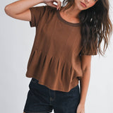 8613HK Pleated Swing Tee Top