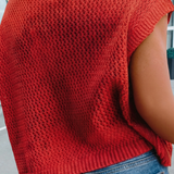 Flag Graphic Short Sleeve Sweater Top Red