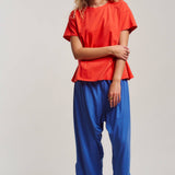 Pleated Waist Cotton Spandex Everyday Tee