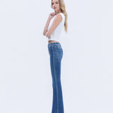 MID RISE BUTTON FLY TROUSER HEM FLARE JEANS T5848: GLEEFULLY / 28