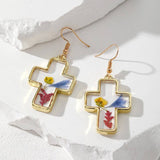 Vintage Dried Flower Earrings | 40E384: OVAL