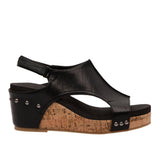HANNAH Peep Toe Cork Women Platform Sandal Velcro Slingback: Denim / 7