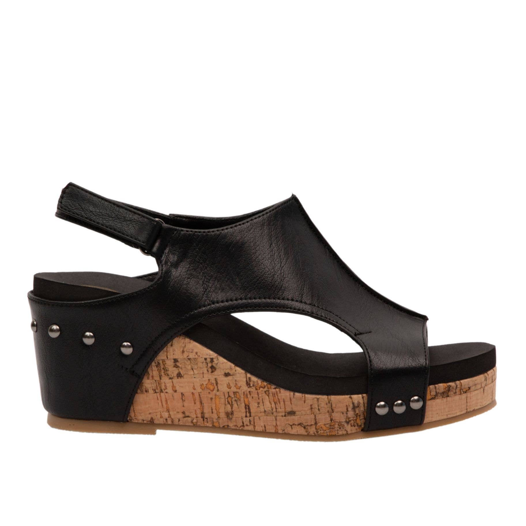 HANNAH Peep Toe Cork Women Platform Sandal Velcro Slingback: Denim / 7