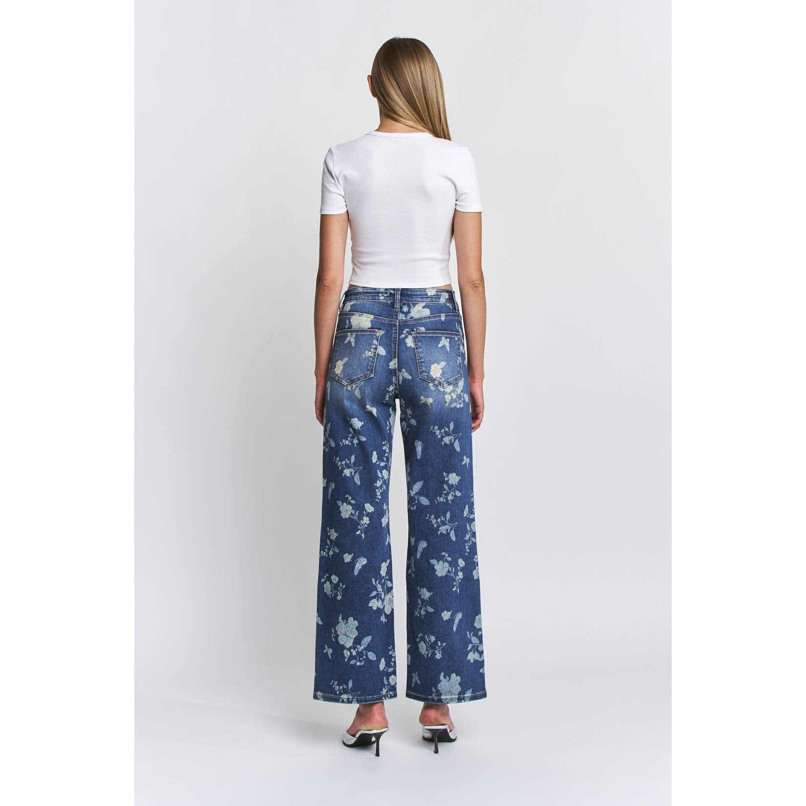 HIGH RISE WIDE LEG EMBELLISHMENT: RICH BLUE / 31