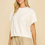 DROPPED SHOULDER SWEATER TOP Black / L