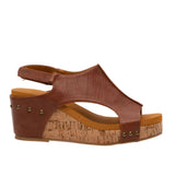 HANNAH Peep Toe Cork Women Platform Sandal Velcro Slingback: Denim / 7