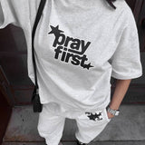 Pray First Heavyweight Tee: S