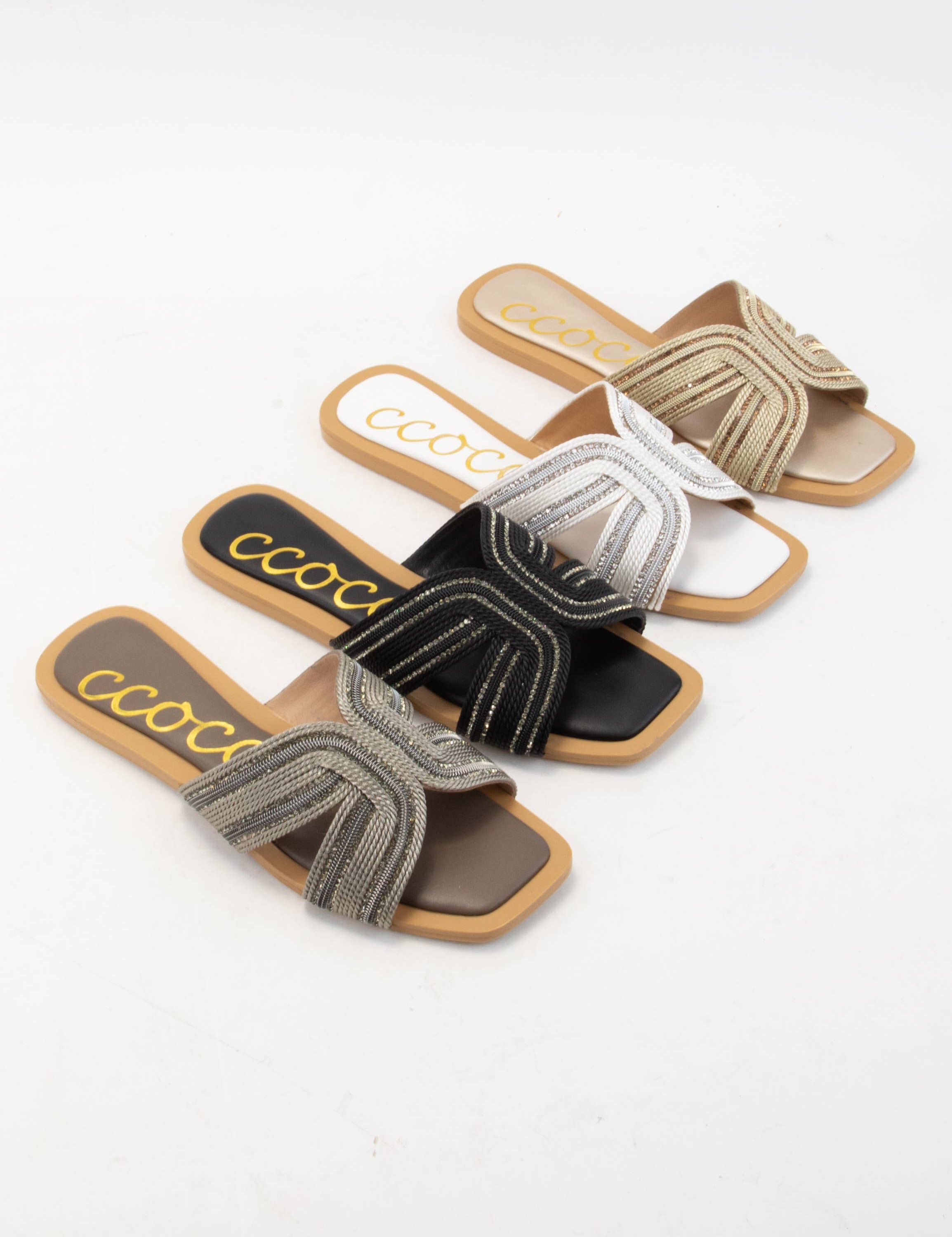 MARISA H-SHAPED UNIQUE ZIPPER LINE DESIGN SANDAL: CHAMPAGNE / 9