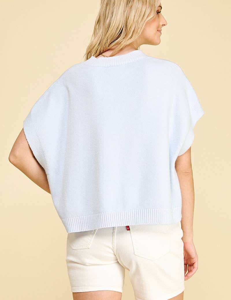 DROPPED SHOULDER SWEATER TOP BLUE / L