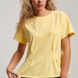 Pleated Waist Cotton Spandex Everyday Tee
