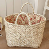 Boho Organizer Tote Floral Quilted Storage Basket