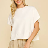 DROPPED SHOULDER SWEATER TOP BLUE / S