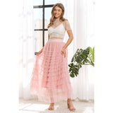 MESH LACE HIGH NECK DESIGN SHORT SLEEVE FITTED TOP: Off White