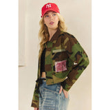 Camo Sequins Contrast Jacket: Camo Floral / L