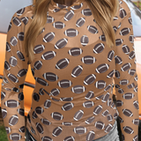Fashion-W Game Day Rugby Mesh Sheer Long Sleeve Top: As shown / Missy / L