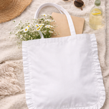 White Canvas Ruffle Tote | Tote Bags | Cotton Canvas Totes