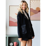 Knit Body Denim Layerd Jacket: Cream / Denim / S