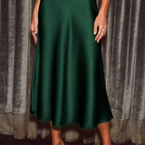 Solid color satin fashionable body-hugging skirt: BLACK / (S) 1