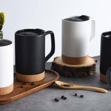 17 OZ Large Coffee Mugs with lid and Removeable Cork Base