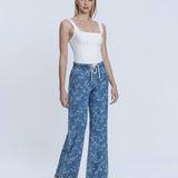 HIGH RISE FLORAL PRINT BAGGY WIDE LEG JEANS T7328VFR: VINTAGE FLORAL / 28