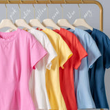 Pleated Waist Cotton Spandex Everyday Tee
